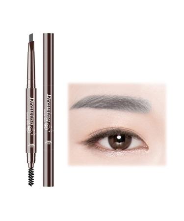 Maedack Eyebrow Pen - 1PCS Makeup Double Head Automatic Eyebrow Pencil Natural Waterproof Lasting Eyebrow Pen with Eyebrow Brush light grey