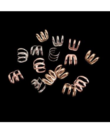 15 Pack Adjustable Non-Piercing Ear Clip Beard Beads Cuff Clip Hair Braid Rings - Hair Jewelry Tools in Gold, Silver, Rose Gold - Buy Online on GoSupps.com