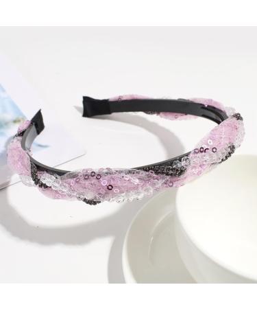 hgnxa Sequined Lace Hair Hoop for Women Korean Style Rhinestones Headband Nonslip Sweet Hairband Casual Wear Mesh Headwear Black - Buy Online on GoSupps.com