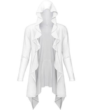 Halloween Costumes Vintage Hooded Jacket Cardigan Pleated Shawl Role Play Women's Cardigan Sweaters for Women White Small - Buy Online on GoSupps.com