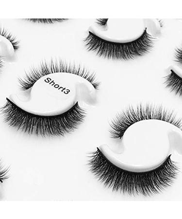 HBZGTLAD 3D Handmade Fake Eyelashes - 12 Pairs Natural Short Thick Cross Eyelashes for Daily Makeup - Mink Lashes (Short3) - Buy Online on GoSupps.com