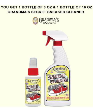 Grandma's Secret Sneaker Cleaner - 16oz & 3oz Combo | Stain Remover Spray for Rubber, Canvas, and Leather Shoes | Removes Dirt, Grime, and Grass Stains | Ideal for Outdoor Shoes, Slippers, and Moccasins - Buy Online on GoSupps.com