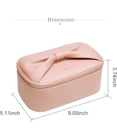 ROWNYEON Cute Travel Makeup Bag with Bow-knot Handle | Portable Waterproof Toiletry Pouch in Pink - Buy Online on GoSupps.com