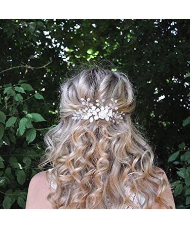Edary Bridal Wedding Hair Comb | Silver Flower Headpiece with Rhinestones & Crystals - Elegant Hair Accessories for Women & Girls - Buy Online on GoSupps.com