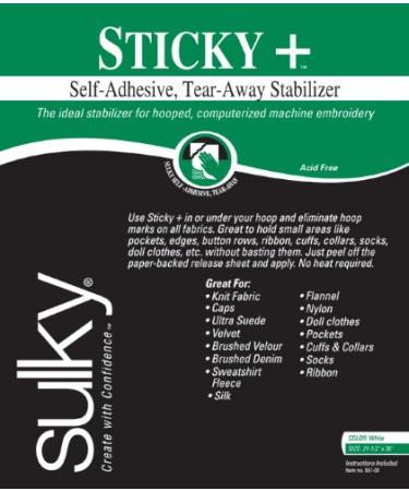 Sulky 551-01 Sticky Self, 22.5-Inch by 36-Inch, Adhesive Tear/Away Stabilizer