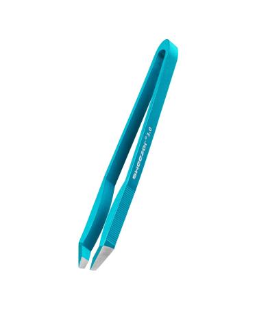 Rubis Switzerland Tweezer Sweezer 2.0 - Slanted Eyebrow Tweezers - Handcrafted Precision Aluminium eco Tweezers - Blue