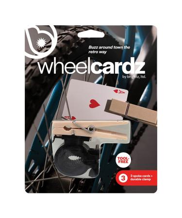 Brightz WheelCardz Bike Wheel Spoke Noise Maker - Vintage Style Wheel Card and Clothespin Mounting Clamp for Bicycles - Old-School Retro Style Bike Accessories - Sound Maker for Boys, Girls, & Adults