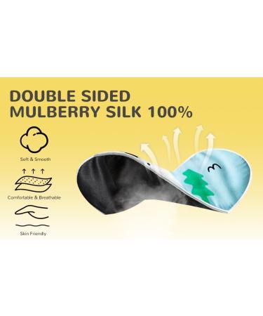 Luxurious Silk Sleep Mask for Kids - Extra Wide Adjustable Strap | 100% Light Blocking Sleep Aid for Ages 4-15 | Perfect for Sleepovers & Travel - Bear Design Blue - Buy Online on GoSupps.com