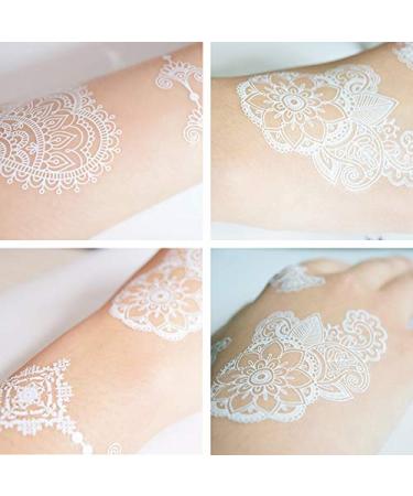 White Lace Henna Temporary Tattoo Stickers - Indian Mehndi for Wedding, Waterproof Body Art for Women and Teens (8 Sheets) - Buy Online on GoSupps.com