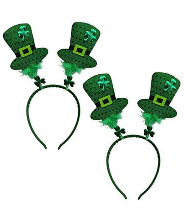 ZCMG St. Patrick's Day Headband Hair Bands Hoops Clover Shamrock Hairband Women Green Leprechaun Irish Day Carnival Headpiece Style 7: 2 Pack Green