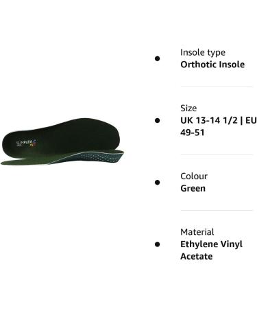 Slimflex Full Length Standard Orthotic Insoles Green - UK 14 / EU 50 | Supportive Insoles for Comfort and Alignment - Buy Online on GoSupps.com
