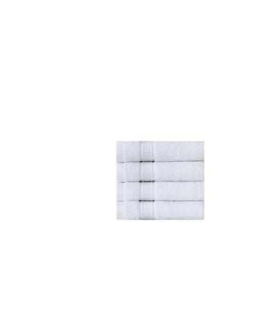 LA' HAMMAM FINE Living 4 Pieces Pack 13 13 inches Cotton Made Luxury Washcloths for Face Bathroom Hotel Gym & Spa | Soft Feel Fingertip Quick Dry and Highly Absorbent Turkish Towels White Wash Cloth Set - 4 Pack