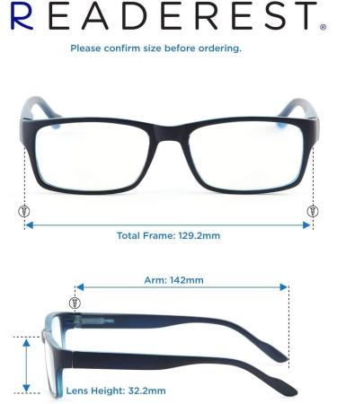 Readerest Blue Light Blocking Reading Glasses 2.25 Magnification | Computer Glasses for Men and Women | Anti Glare, Anti Eyestrain, UV Protection | Black/Blue 2.25x - Buy Online on GoSupps.com
