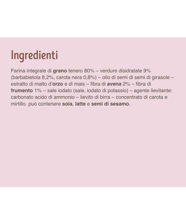  Italian Gourmet E.R. Misura Whole Grain Crackers Pack of 12 whole grain crackers with beetroot and black carrot 15% fiber and 100% whole wheat flour 385g + gourmet Italian polpa 400g - Buy Online on GoSupps.com