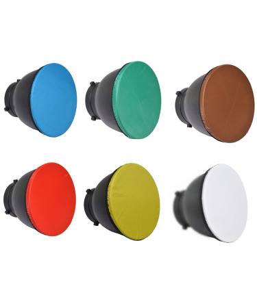 Bestshoot 6PACK 7" 180mm Light Diffuser Sock for Standard Reflector Red Yellow Blue Brown Green and White for Studio Strobe Standard Bowen Mount Reflector Fits Godox AD360.Monolights Speedlites