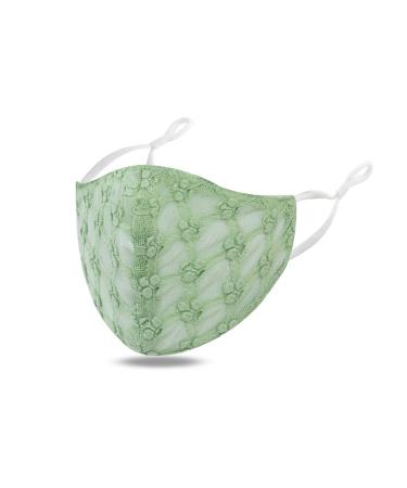 YBSHIN Wedding Lace Mask Floral Mouth Shield Printed Masquerade Women Girls B-green