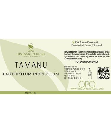 Tamanu Oil 4 oz - 100% Pure Cold Pressed Vegan Carrier Oil for Face Hair & Skin - Non-GMO Moisturizer & DIY Skincare - OPO - Buy Online on GoSupps.com