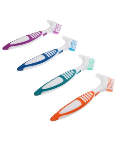 Mikinona 4 piece toothbrush Denture Cleaning Brush Denture Cleaner on both sides of tools False teeth prosthesis brush prosthesis brush.