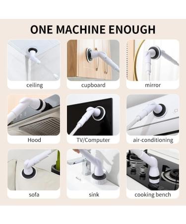 Electric Spin Scrubber Cordless Cleaning Brush with 6 Replaceable Brush Heads and Adjustable Extension Handle 450Rpm Automatic Brush Cleaner for Bathroom Floor Tile - Buy Online on GoSupps.com