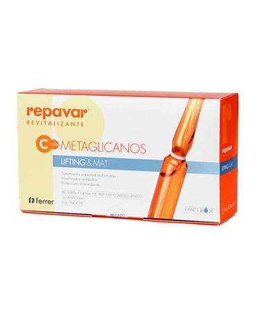 Repavar Revitalizing - Lifting & Matting Face Serum with Metaglycans - with Vitamin C - Antioxidant and Anti-aging Action - For Younger Firmer and Radiant Skin - 30 Ampoules of 1 ml