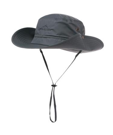 Comhats Upf 50 solar hats with a wide brim summer mesh UV protection safari hat for fishing hiking booning hats with chin straps waterproof and breathable M-L 00702_dunkelgrau