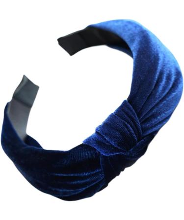 scicent Head Bands Adult Women Velvet Plain Headbands Fashion Knot Turban Hairband Elastic Hair Band for Girls - Navy - Buy Online on GoSupps.com