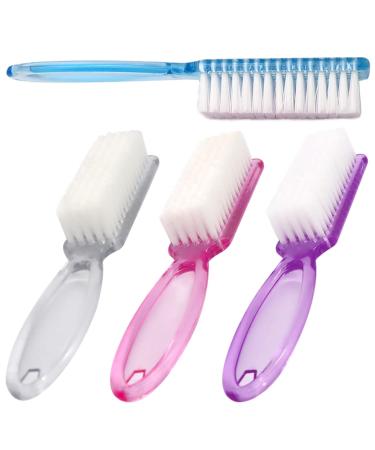 Handle Grip Nail Brush Cleaner Fingernail Scrub Brush Hand Cleaning Brushes Soft Stiff Bristles Scrubber Manicure Tools Kit for Nails and Toes,4 Pcs