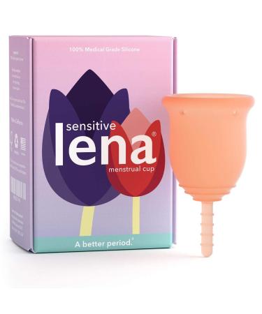 Lena Sensitive Menstrual Cup - Small - Coral - Regular Flow - Soft Beginner Cup - Made in USA - Sensitive Bladders & Period Cramps Coral Small (Pack of 1)