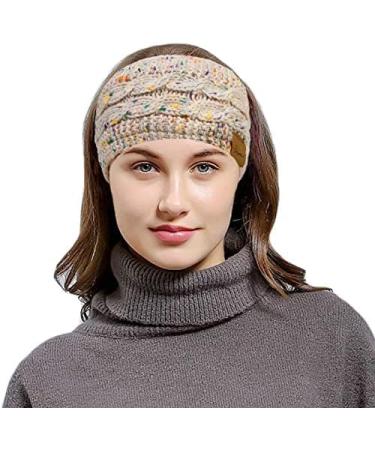 Winter Cable Knit Headbands - Chunky Elastic Thermal Headbands for Women with Twist Lining and Velvet - Confetti Knitted Headbands for Girls and Ladies (Black/Beige/Color) - Buy Online on GoSupps.com