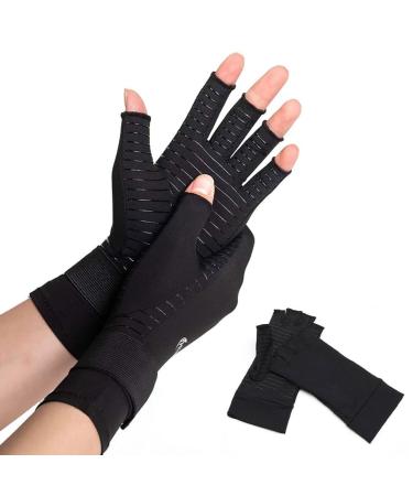 PSOWQ 2 pairs of fingerless arthritis gloves arthritis arthritis carpal tunnel pain relief rheumatoid pain tendon play for men and women-M