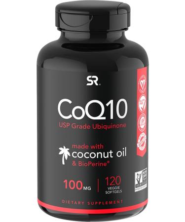 Sports Research CoQ10 with BioPerine & Coconut Oil 100 mg 120 Veggie Softgels