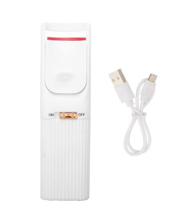 Heated Eyelash Curler Handheld USB Intelligent Temperature Control Quick Preheating Ergonomic Design Heated Lash Curler for Women Quick Makeup (White)