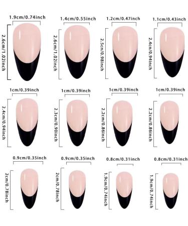 24Pcs Press on Nails Short French Tips Fake Nails Acrylic Almond Shape False Nails Reusable Black White Artificial Nails for Women Girls - Buy Online on GoSupps.com