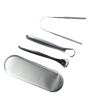 Stainless Steel Tongue Scraper | Metal Tongue Cleaner for Fresh Breath | Reusable Tongue Brush with Travel Case - Buy Online on GoSupps.com