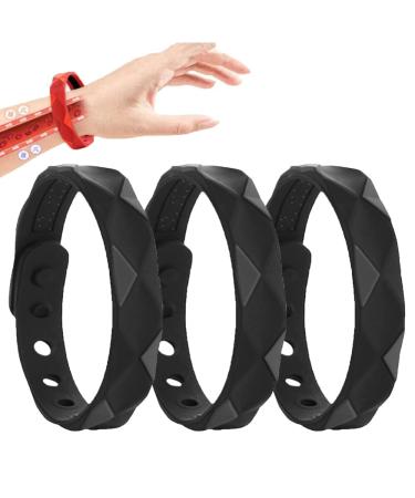 3 pieces of antistatic bracelet Healthify sugar regulator bracelet remote infrared anion manual tapes improves sleep 6-hole setting magnetic field therapy bracelet black type B