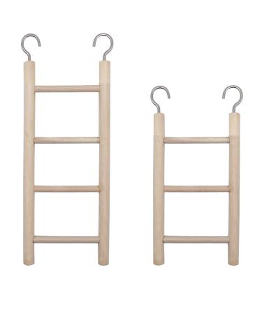 2pcs Small Wooden Ladder for Bird Parrot Ladder Cage Climbing Toy Birdie Basics (3 Step & 4 Step)
