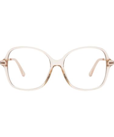 Sojos Oversized Square Blue Light Blocking Glasses for Women - Retro Vintage TR90 Frame - Anti Blue Ray Clear Lens - SJ5097 Crystal Brown - 54mm - Buy Online on GoSupps.com