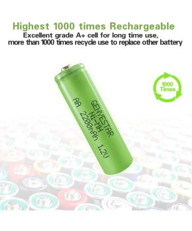 Rechargeable AA Batteries 2200mAh - Pre-Charged NIMH Low Self Discharge | 4 Pack for Solar Lights & Electronics - Buy Online on GoSupps.com