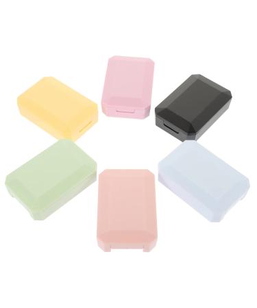 Homsfou 6 sentences contact lens container glasses storage organizer Tool eye lens organizer lens container with mirror cute suite suitcase frame freight bracket sorted color 6.2x4.4x2.2cm