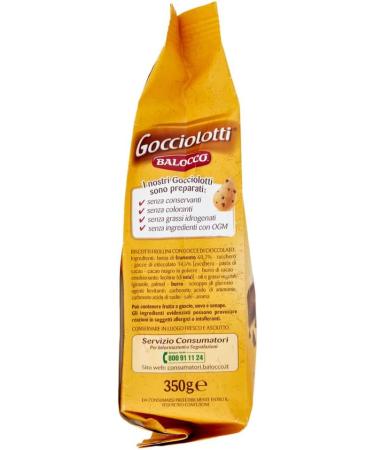  Balocco Balocco Gocciolotti Chocolate Chip Cookies 100% Italian 350g Pack of 3 - Buy Online on GoSupps.com