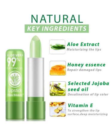 5 Pack Aloe Vera Color Changing Lipstick - Long Lasting Moisturizing Green to Pink Lip Gloss Set - Buy Online on GoSupps.com