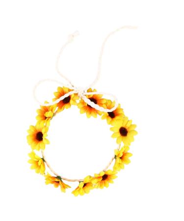 SOLUSTRE Daisy Flower Headband Boho Sunflower Crown Hair Wreath Floral Garland Crown Boho Headpiece Bridal Hair Band (Yellow)