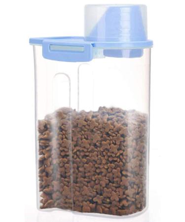 Pet Food Storage Container with Measuring Cup, Pour Spout and Seal Buckles Food Dispenser for Dogs Cats Blue