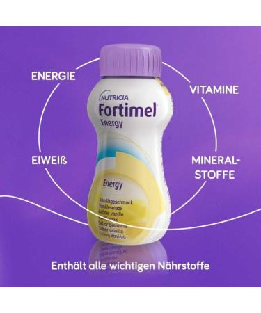 Fortimel Energy Drinking Food Vanilla | 300 kcal | Nutrient-Rich | 4x200ml | Ideal for Increased Energy Needs | Shop Now - Buy Online on GoSupps.com