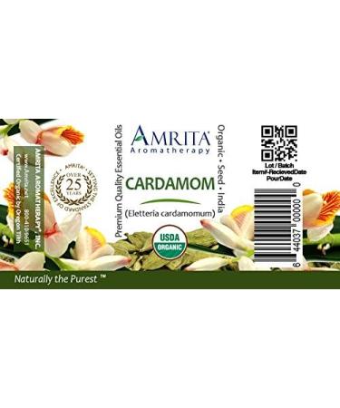 Amrita Aromatherapy Organic Cardamom Essential Oil 100% Pure Undiluted Eletteria cardamomum Undiluted Therapeutic Grade Premium Quality Aromatherapy oil Tested & Verified 60ML - Buy Online on GoSupps.com