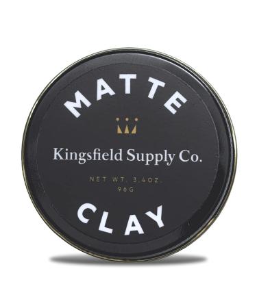 Hair Clay for Men - Kingsfield Supply Smooth Pomade for Matte Finish and Strong Hold - Shine Free and Non Greasy Hair Styling Clay - Water Based Mens Hair Product (3.4 Ounces)