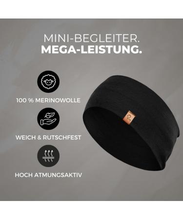 Menique Stretchy Sports Yoga Headbands for Women - 100% Merino Wool Sweatbands - Universal Black Headwear - Buy Online on GoSupps.com