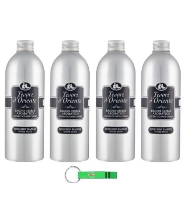 Tesori d'Oriente Bagno Crema Muschio Bianco Lot de 4 bains moussants au musc blanc nettoient la peau et nourrissent et hydratent 500 ml + porte-cl s Beni Culinari
