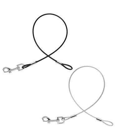 2 Pack Chew Proof Dog Leash Extension Rope 24" Short Dog Leash Extender for Training Non Chewable Dog Leash Extender Suitable for Small Medium Large Dogs Black+Silver - Buy Online on GoSupps.com