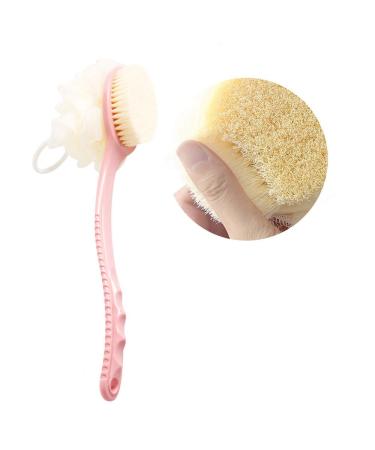 PMSHOP Loofah Sponge Back Scrubber Bath Loofahs Sponge with Long Handle  Exfoliating Mesh Back Cleaner Washer Bath Brush for Women and Men Pink